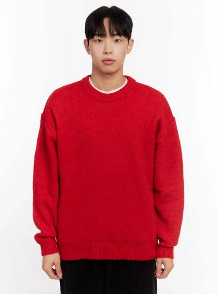 mens-round-neck-sweater-io528 / Red