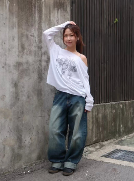 Leilani Washed Baggy Jeans CM531 - Acubi style | LEWKIN Leilani Washed Baggy Jeans CM531 - Acubi style | LEWKIN