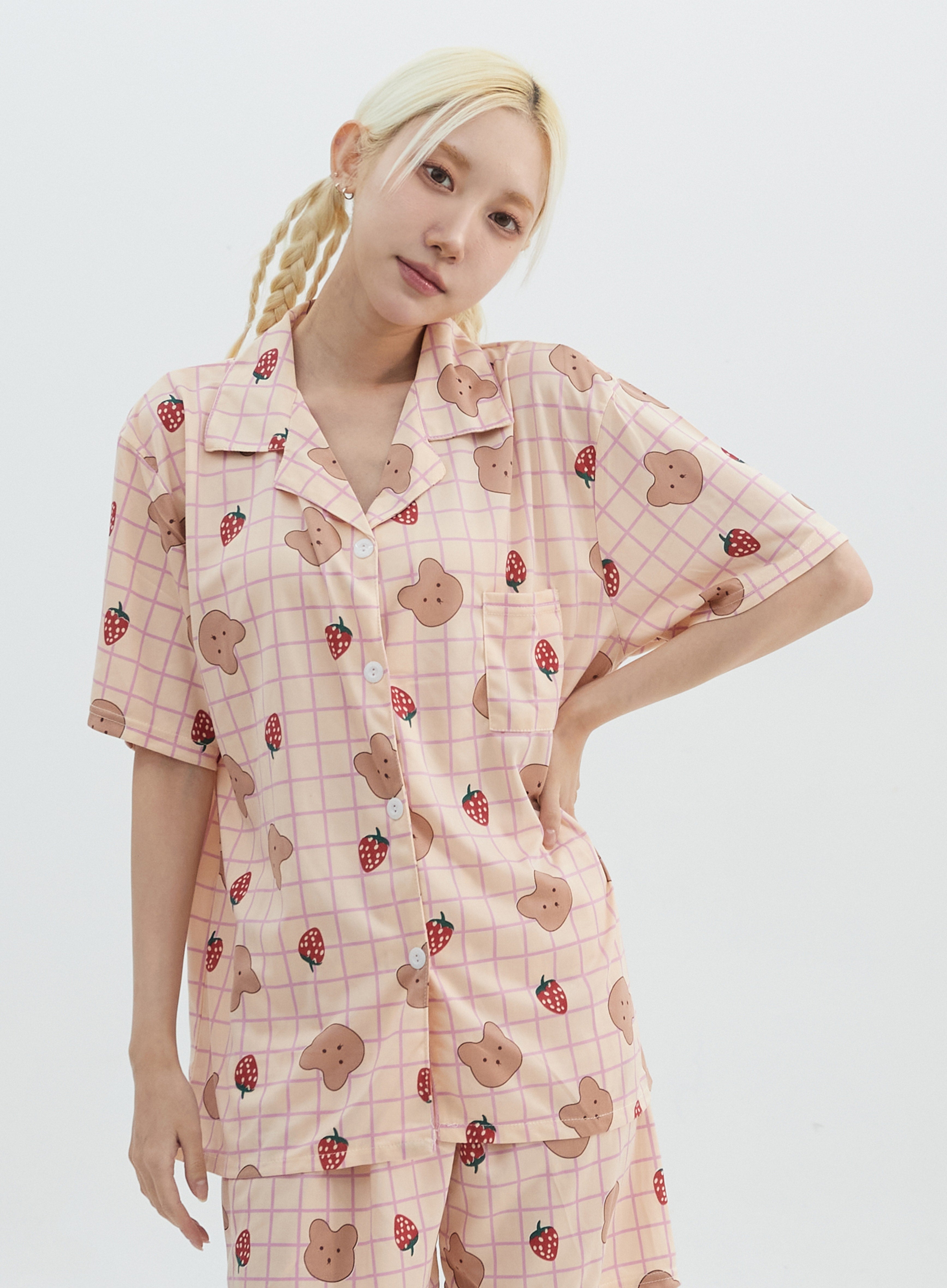Teddy Strawberry Pajama Set IY323