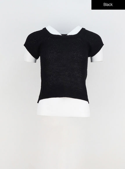 Short Sleeve Mesh Sweater OY310