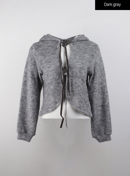 ribbon-terry-cardigan-cj408 / Dark gray