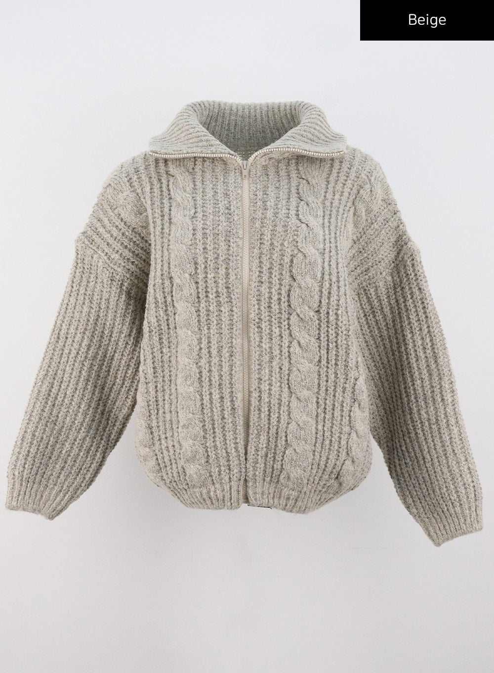 Comfy Wide-Collar Cable Zip-Up CO324