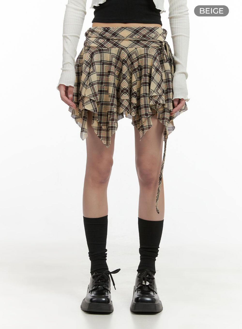 plaid-banded-mini-skirt-cs413