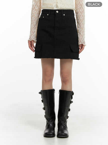 destroyed-hem-denim-cargo-mini-skirt-cm427