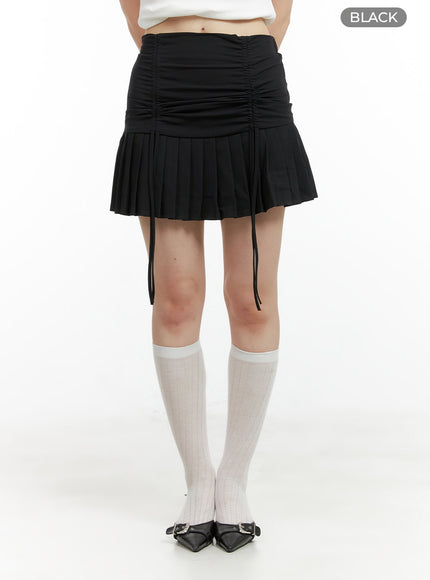 shirred-pleated-mini-skirt-cl422