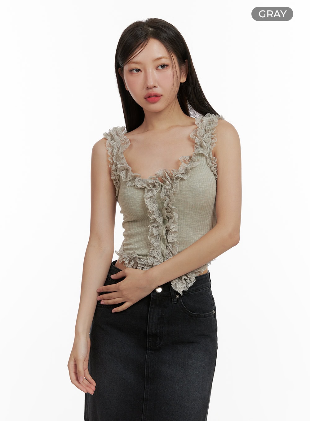 lace-ruffle-hem-sleeveless-top-cu405