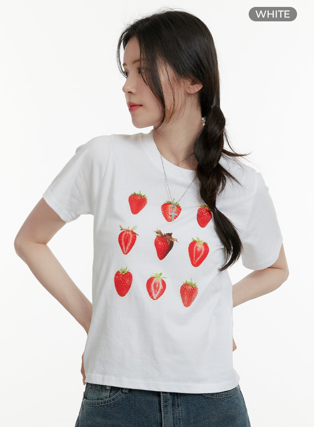 strawberry-graphic-cotton-tee-oa405