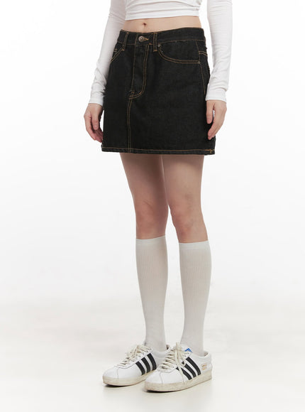 stitched-denim-mini-skirt-cj524