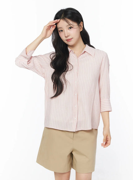 roll-up-sleeve-stripe-blouse-cy522