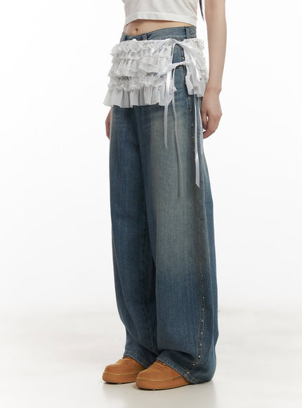 ribboned-frill-lace-layering-mini-skirt-cf519