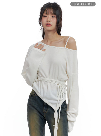 one-shoulder-unbalanced-strap-t-shirt-cs419