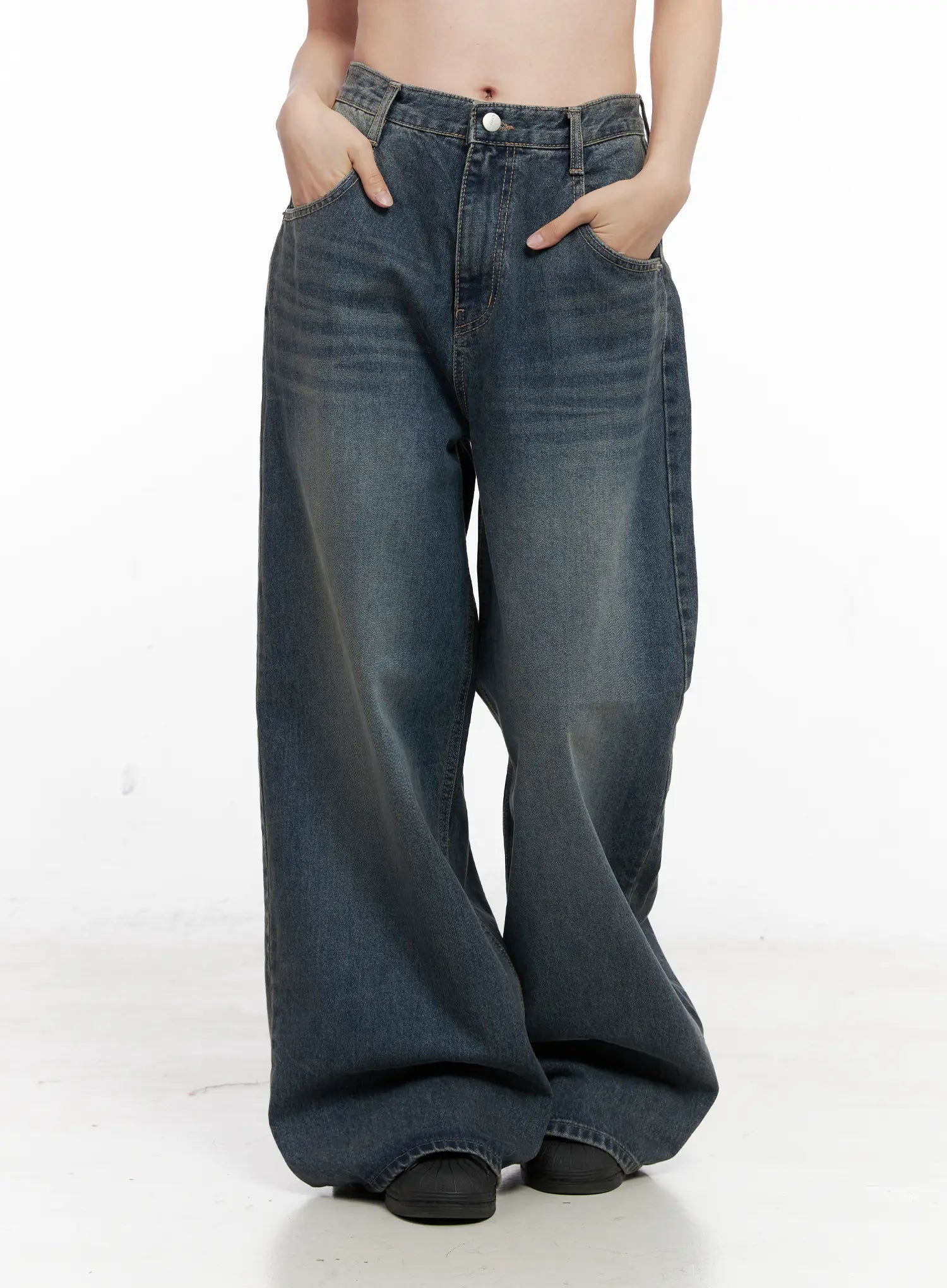 Tutt Washed Wide Leg Jeans CN504 in Blue, size L