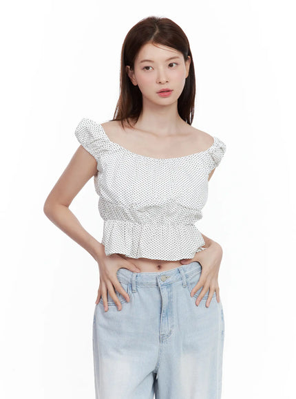 Polka Dot Sleeveless Blouse IU526