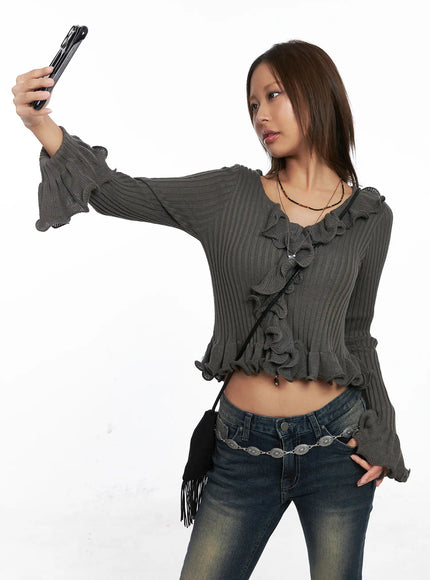 ruffle-trim-slim-fit-cardigan-co510