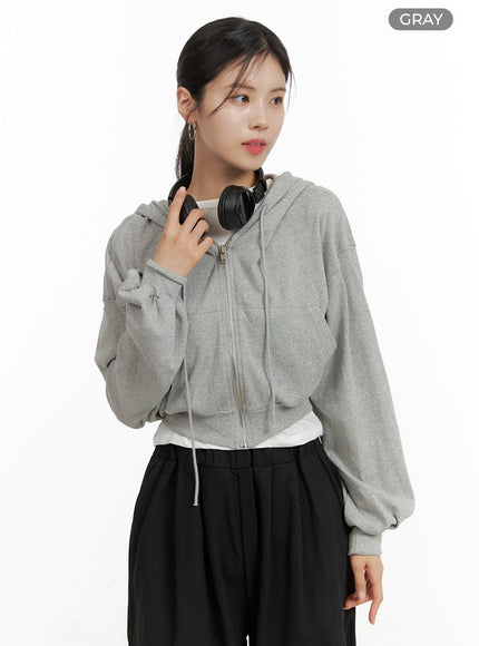 Zip-Up Crop Hoodie Sweatshirt OA419