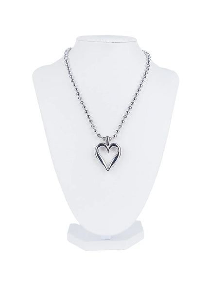 bold-heart-necklace-cl524 / Silver
