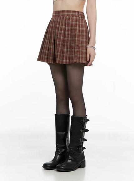 plaid-pleated-mini-skirt-cg519