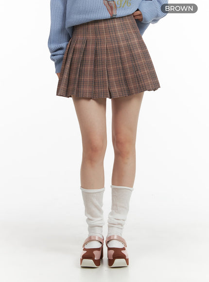 check-pleated-mini-skirt-om408