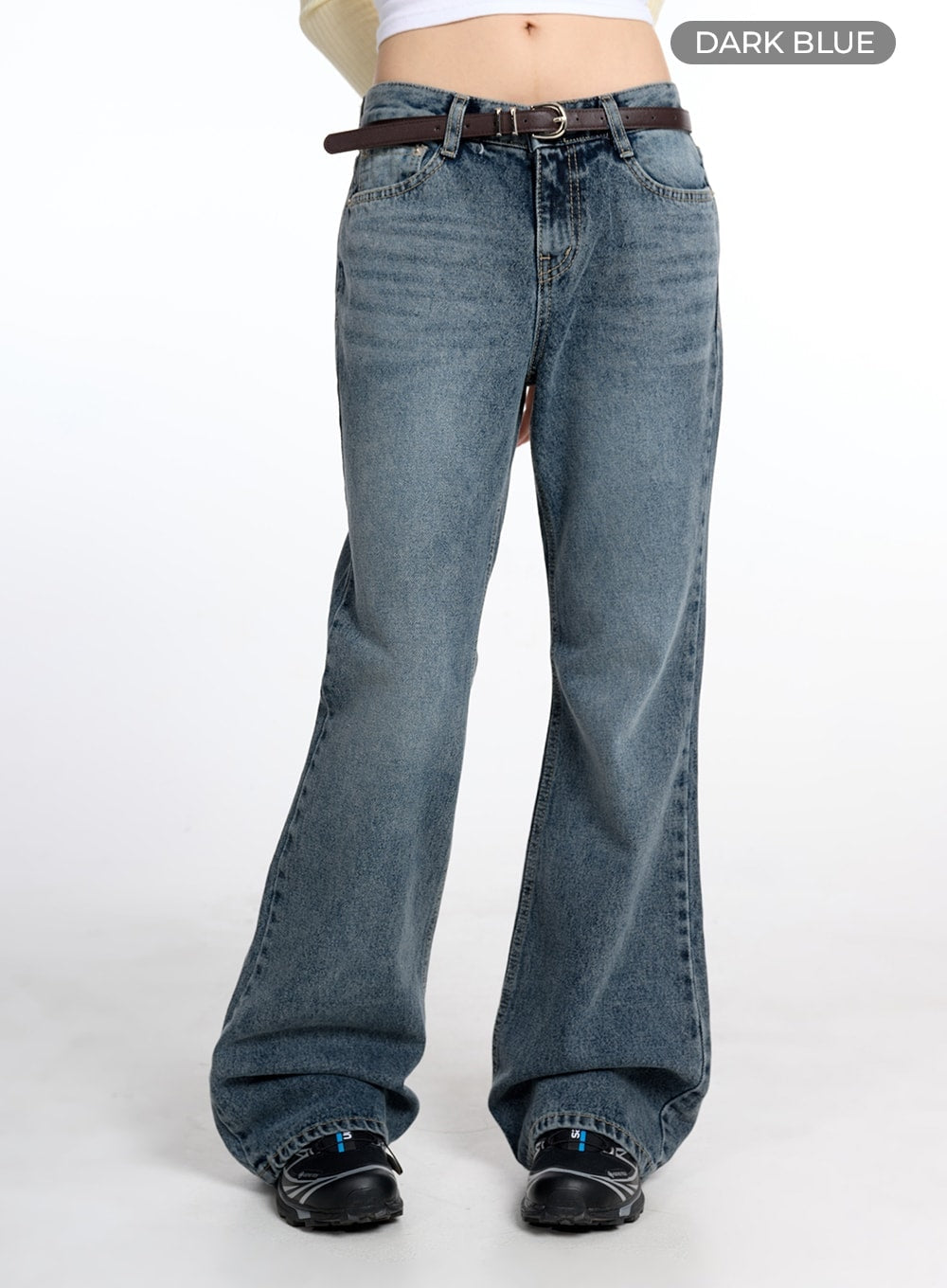 Low Waist Washed Flared Jeans
