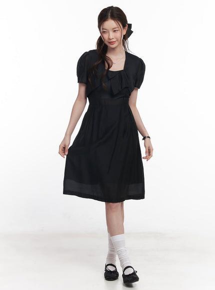 puff-sleeve-square-neck-midi-dress-cy519