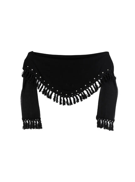 western-fringe-scarf-strapless-top-cs511