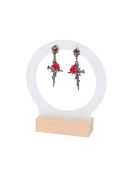 gothic-rose-cross-charm-earrings-cn527