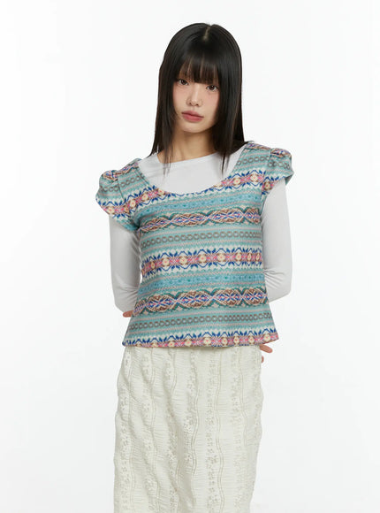 fair-isle-puff-short-sleeve-top-cf509