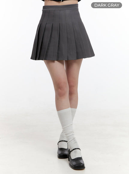 Solid Pleated Mini Skirt OG428