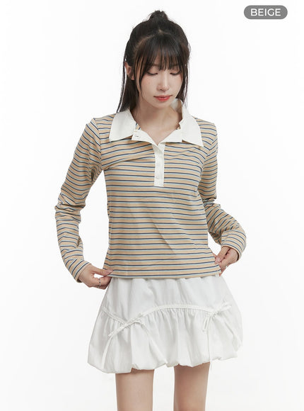 striped-buttoned-collar-long-sleeve-cy407