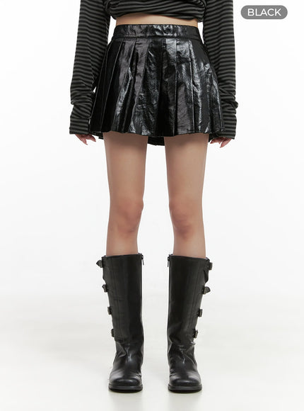 glossy-faux-leather-pleated-mini-skirt-cg430