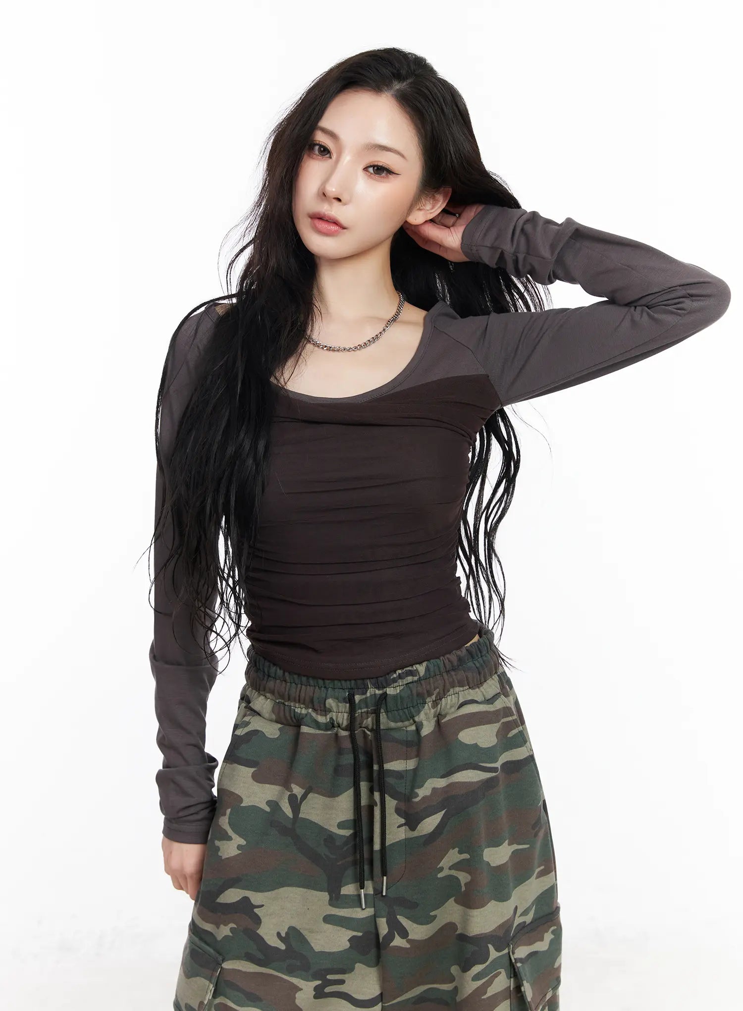 ruched-chiffon-crop-long-sleeve-top-cm518