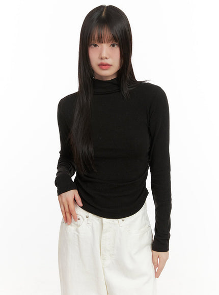 shirred-slim-fit-turtle-neck-top-cj506