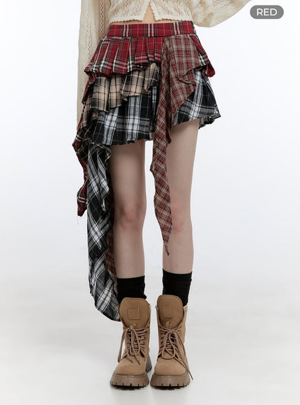 asymmetrical-ruffle-checkered-mini-skirt-cg412