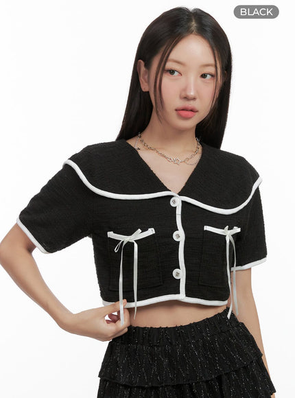 collared-short-sleeve-ribbon-jacket-og407