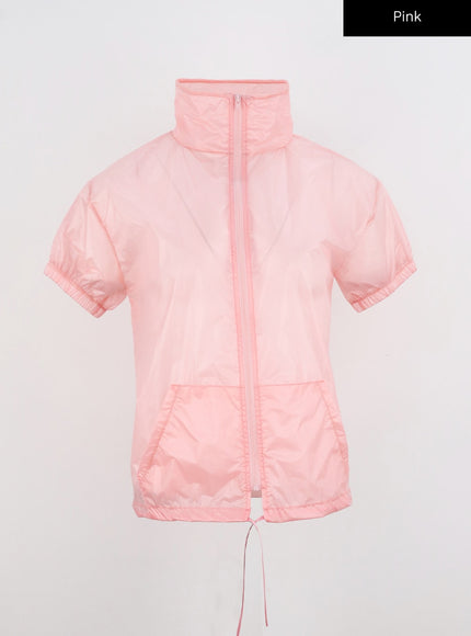 short-sleeve-nylon-zip-up-cl319