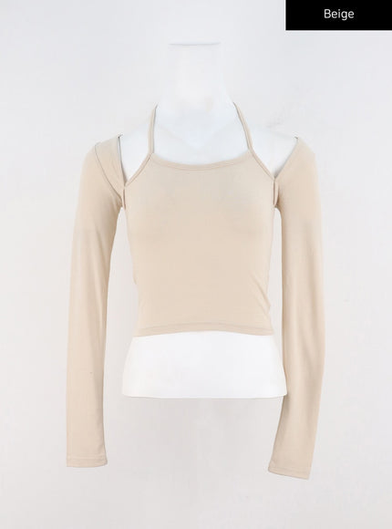 halter-neck-bolero-style-top-co313 / Beige