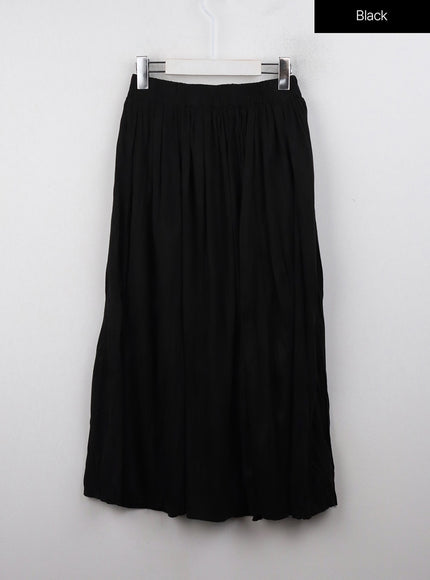 wrinkle-maxi-skirt-oj412 / Black