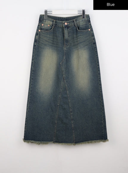 maxi-wide-denim-skirt-cs327 / Blue