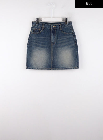 washed-mini-denim-skirt-cd307 / Blue