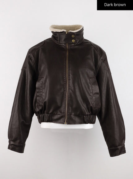 double-faced-biker-jacket-cd304 / Dark brown