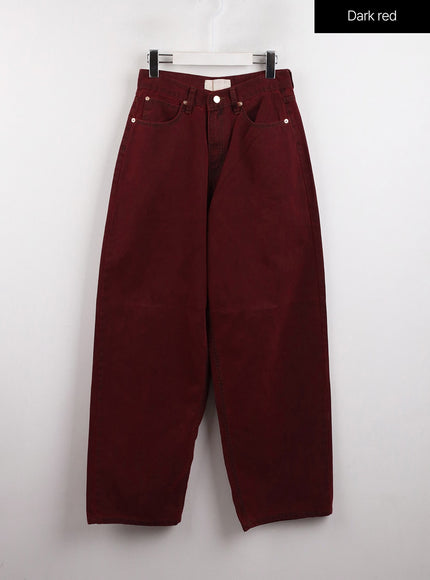 washed-wide-fit-pants-cj416 / Dark red