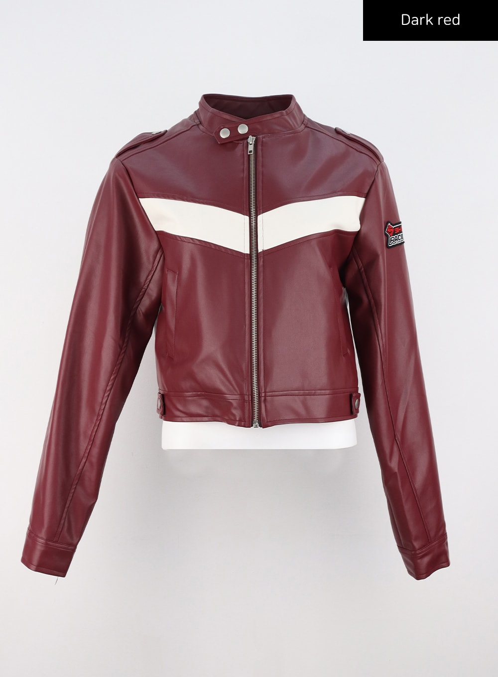 fit-faux-leather-nascar-jacket-cs326 / Dark red