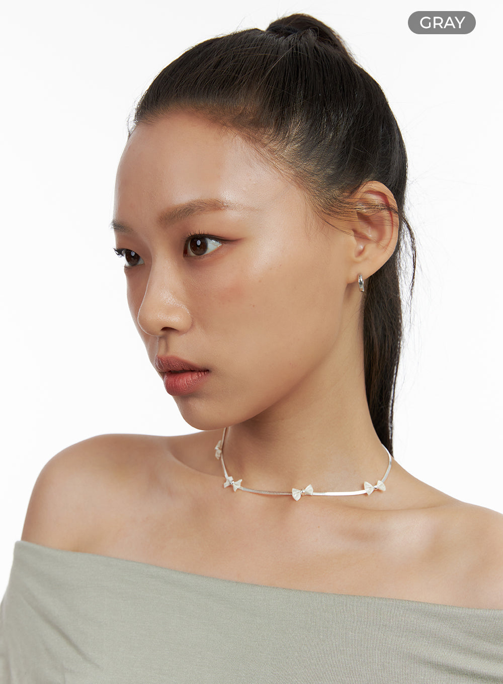 five-ribbon-necklace-il417 / Gray