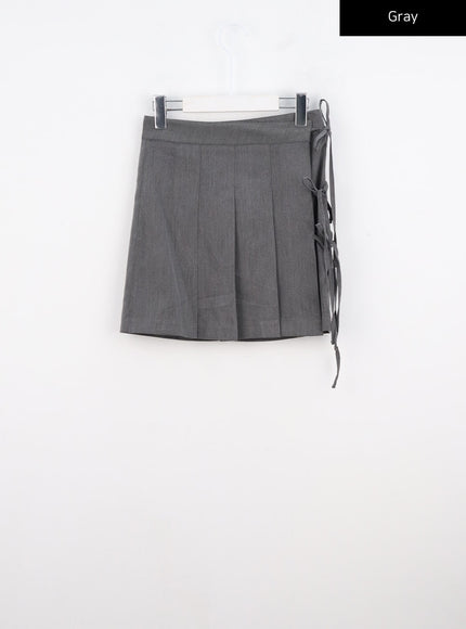 wrap-pleated-mini-skirt-co330 / Gray