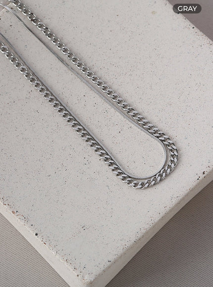 simple-chain-set-necklace-il405 / Gray