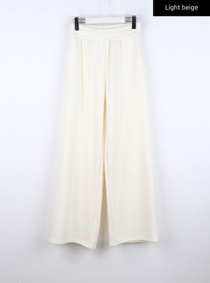 banded-fleeced-sweatpants-co327 / Light beige
