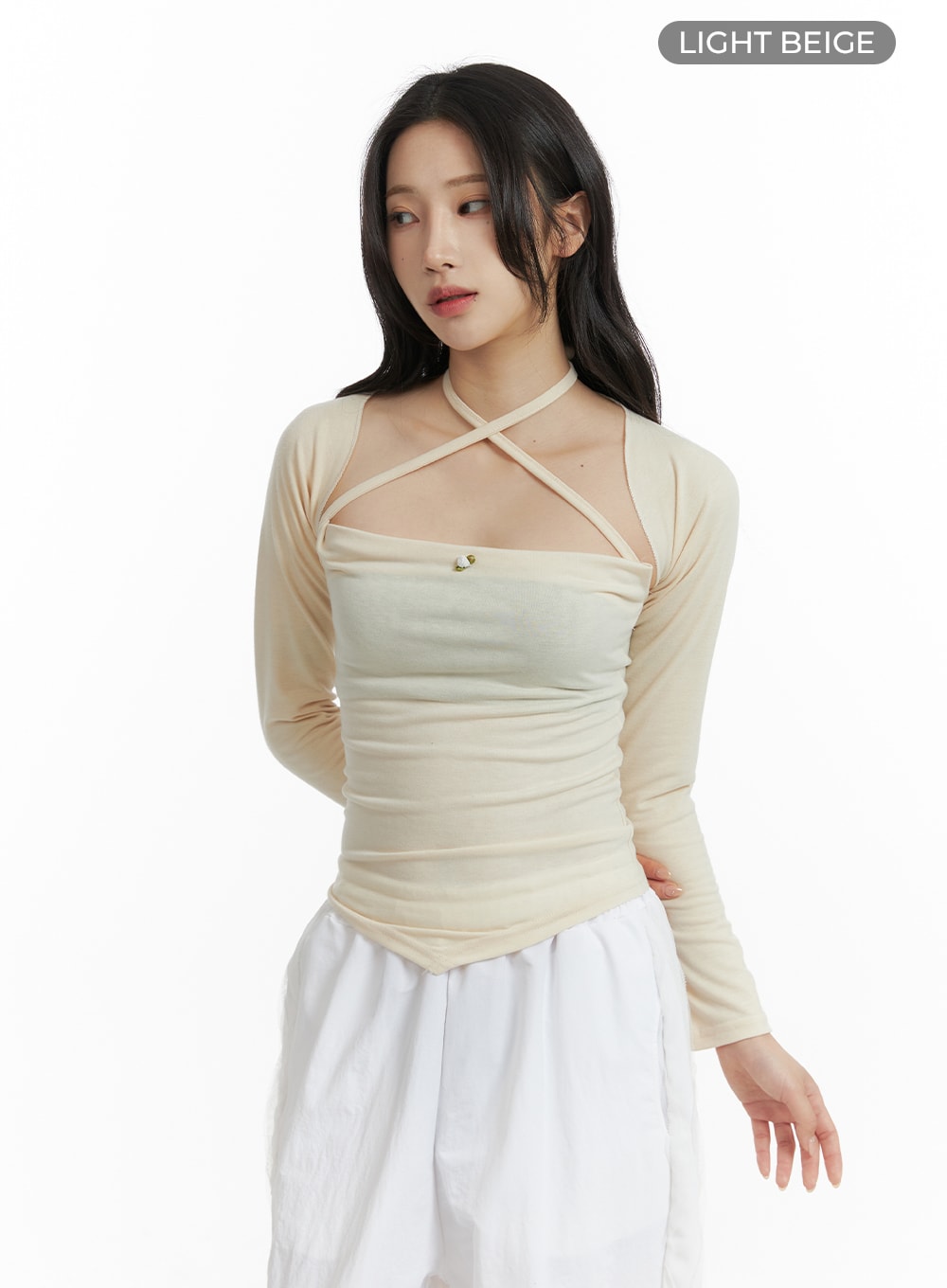 7,350円Mediam メディアム　Knit Lace Halter Tops　ivor