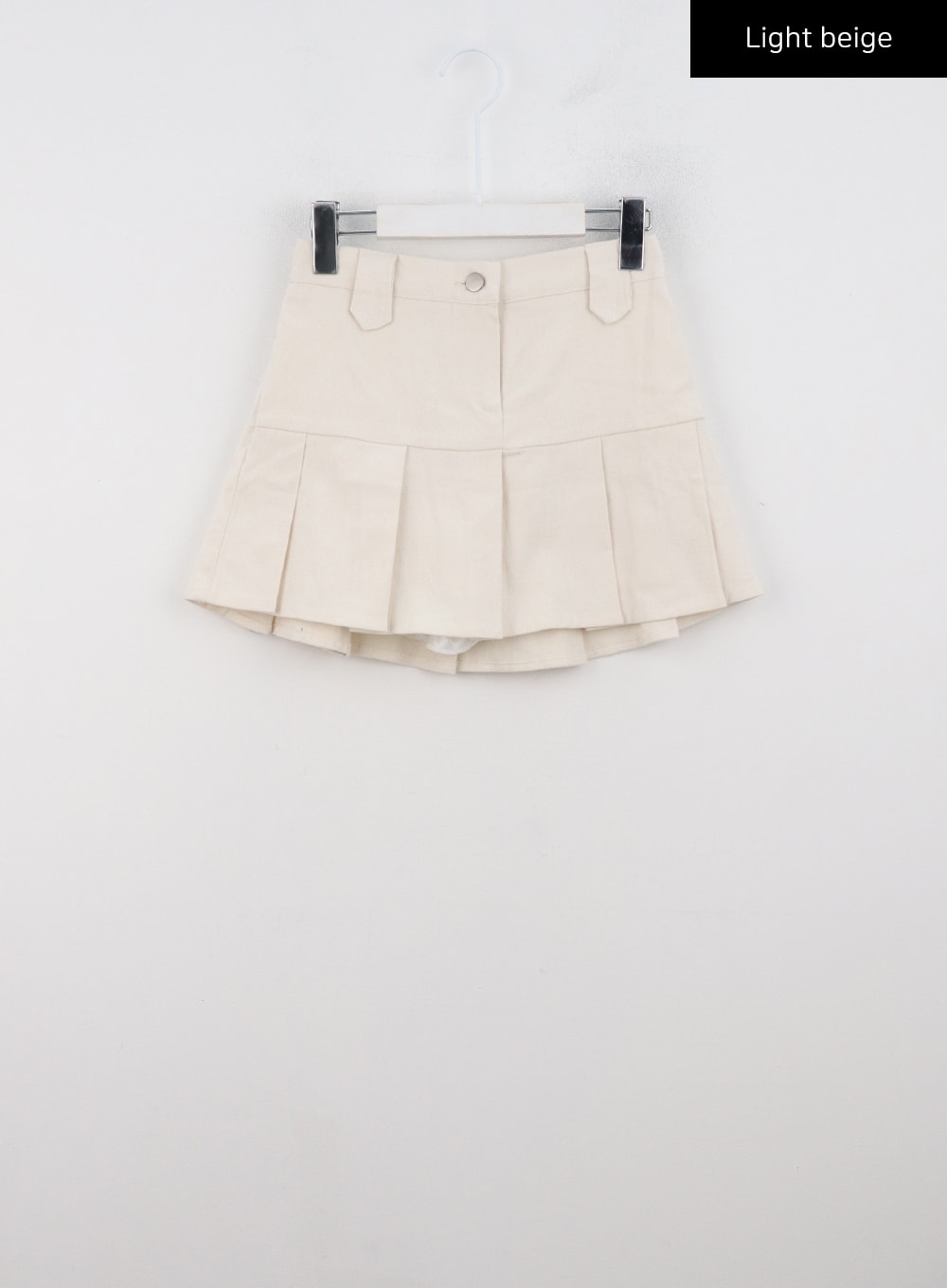 fleece-pleated-mini-skirt-cd301 / Light beige