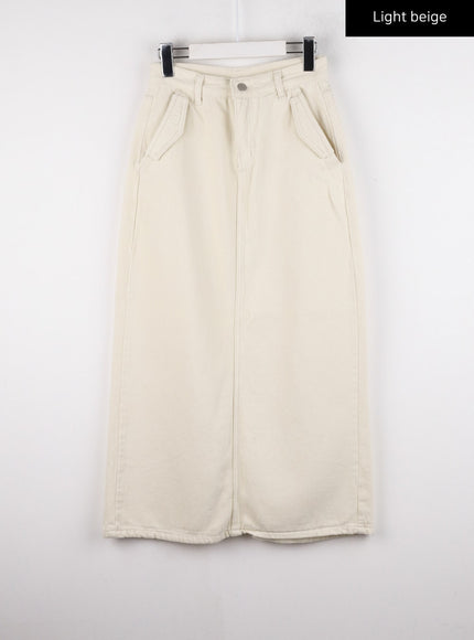 corduroy-mid-rise-solid-maxi-skirt-cd315 / Light beige