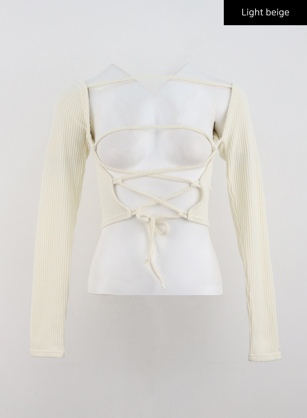 open-front-tie-bolero-top-cn328 / Light beige